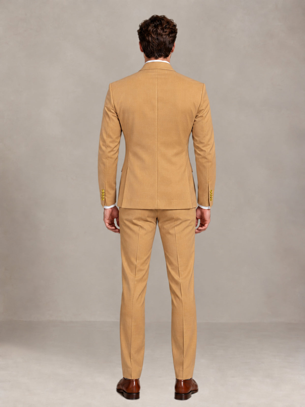 Gold 2 Pieces Modern Style Double Breasted Comfortable Fit Men Suits for Business & Office