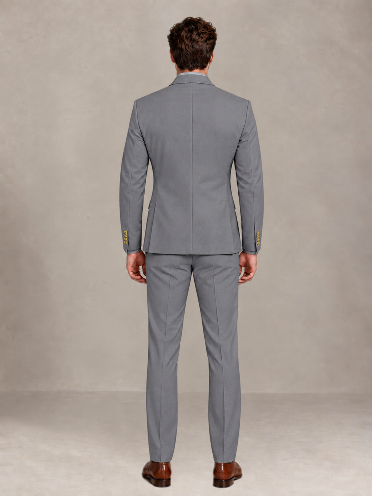 Gray 2 Pieces Modern Style Double Breasted Comfortable Fit Men Suits for Business & Office