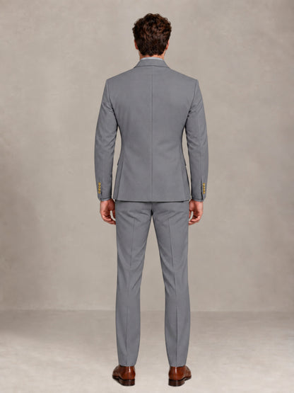 Gray 2 Pieces Modern Style Double Breasted Comfortable Fit Men Suits for Business & Office