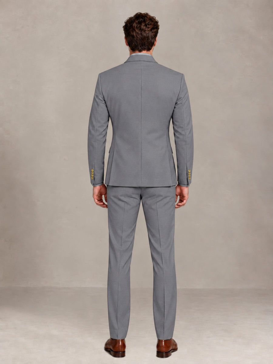 Gray 2 Pieces Modern Style Double Breasted Comfortable Fit Men Suits for Business & Office