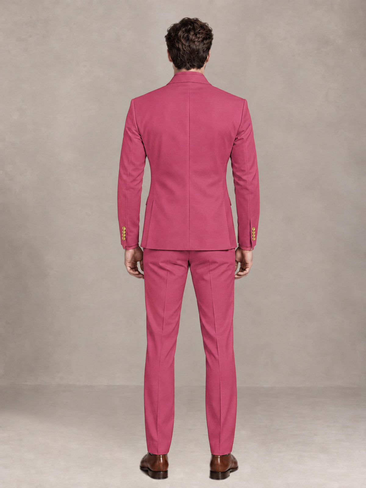 Hot Pink 2 Pieces Modern Style Double Breasted Comfortable Fit Men Suits for Business & Office