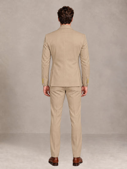 Khaki 2 Pieces Modern Style Double Breasted Comfortable Fit Men Suits for Business & Office