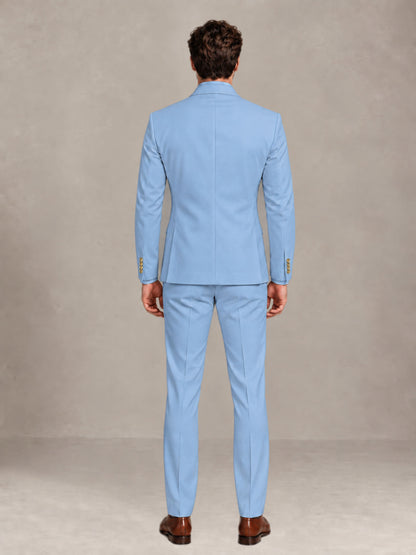 Light Blue 2 Pieces Modern Style Double Breasted Comfortable Fit Men Suits for Business & Office