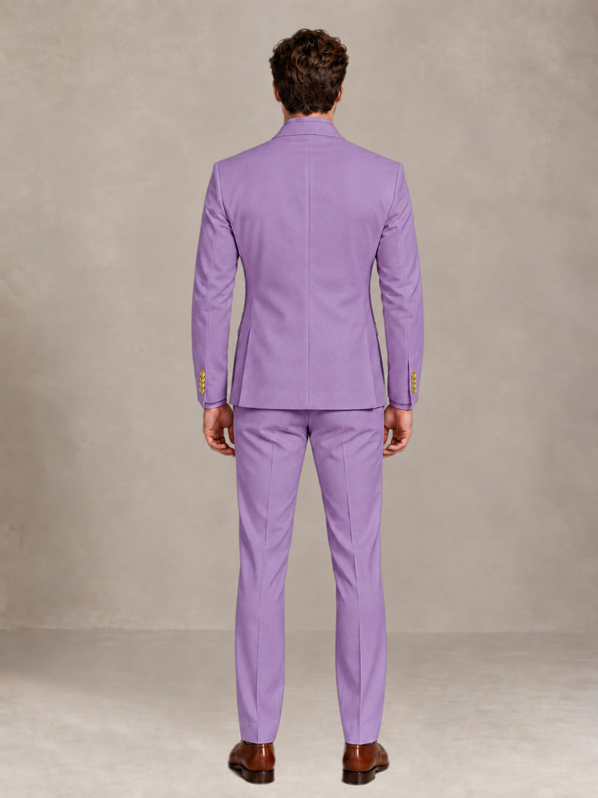 Lilac 2 Pieces Modern Style Double Breasted Comfortable Fit Men Suits for Business & Office