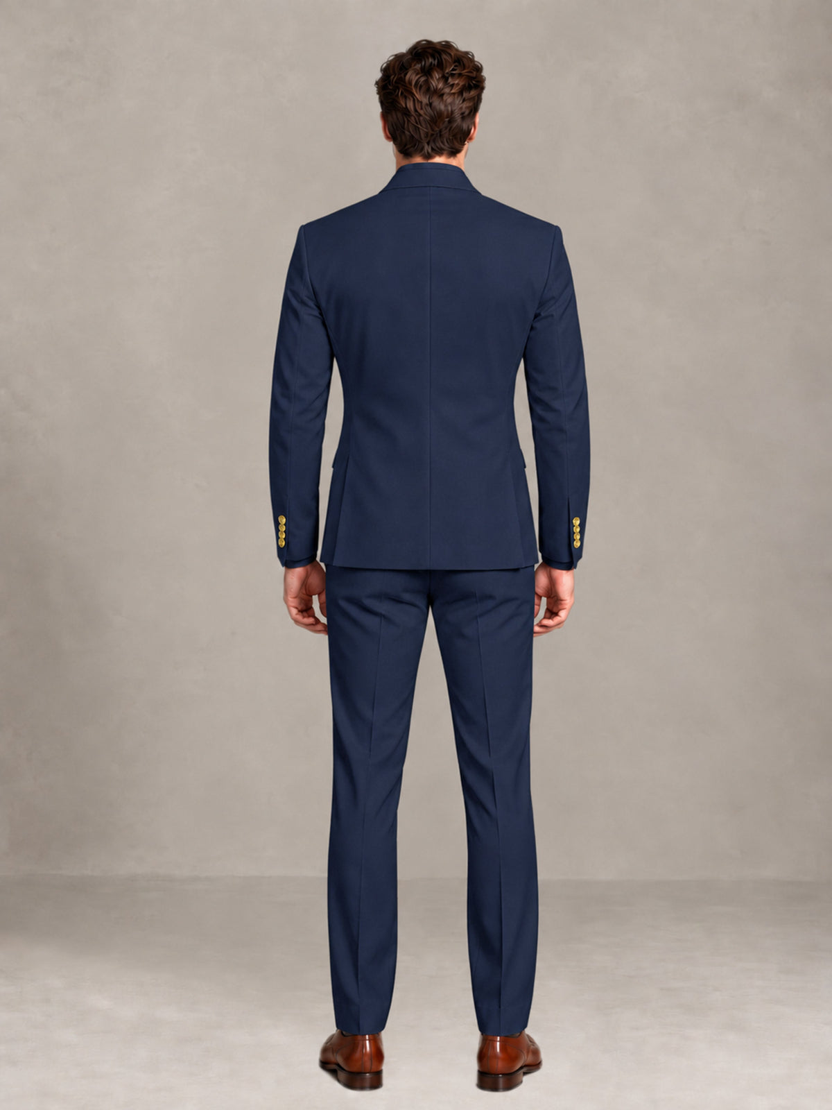 Navy Blue 2 Pieces Modern Style Double Breasted Comfortable Fit Men Suits for Business & Office