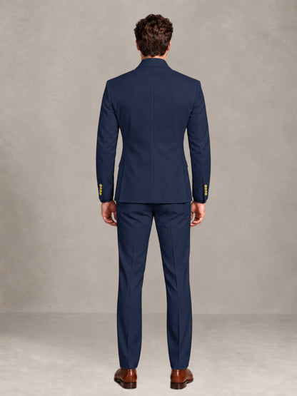 Navy Blue 2 Pieces Modern Style Double Breasted Comfortable Fit Men Suits for Business & Office