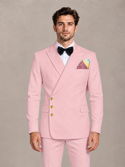 Pink 2 Pieces Modern Style Double Breasted Comfortable Fit Men Suits for Business & Office