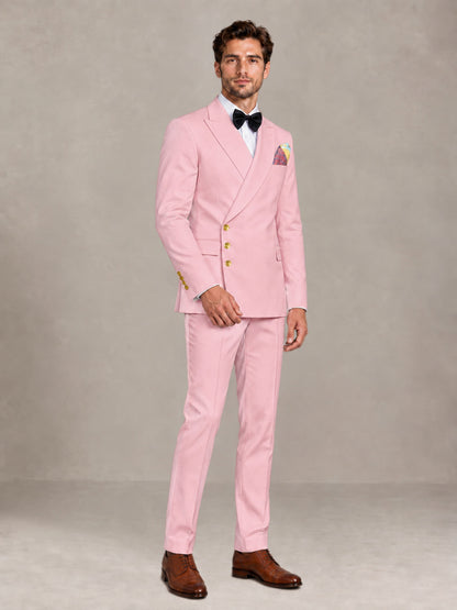 Pink 2 Pieces Modern Style Double Breasted Comfortable Fit Men Suits for Business & Office