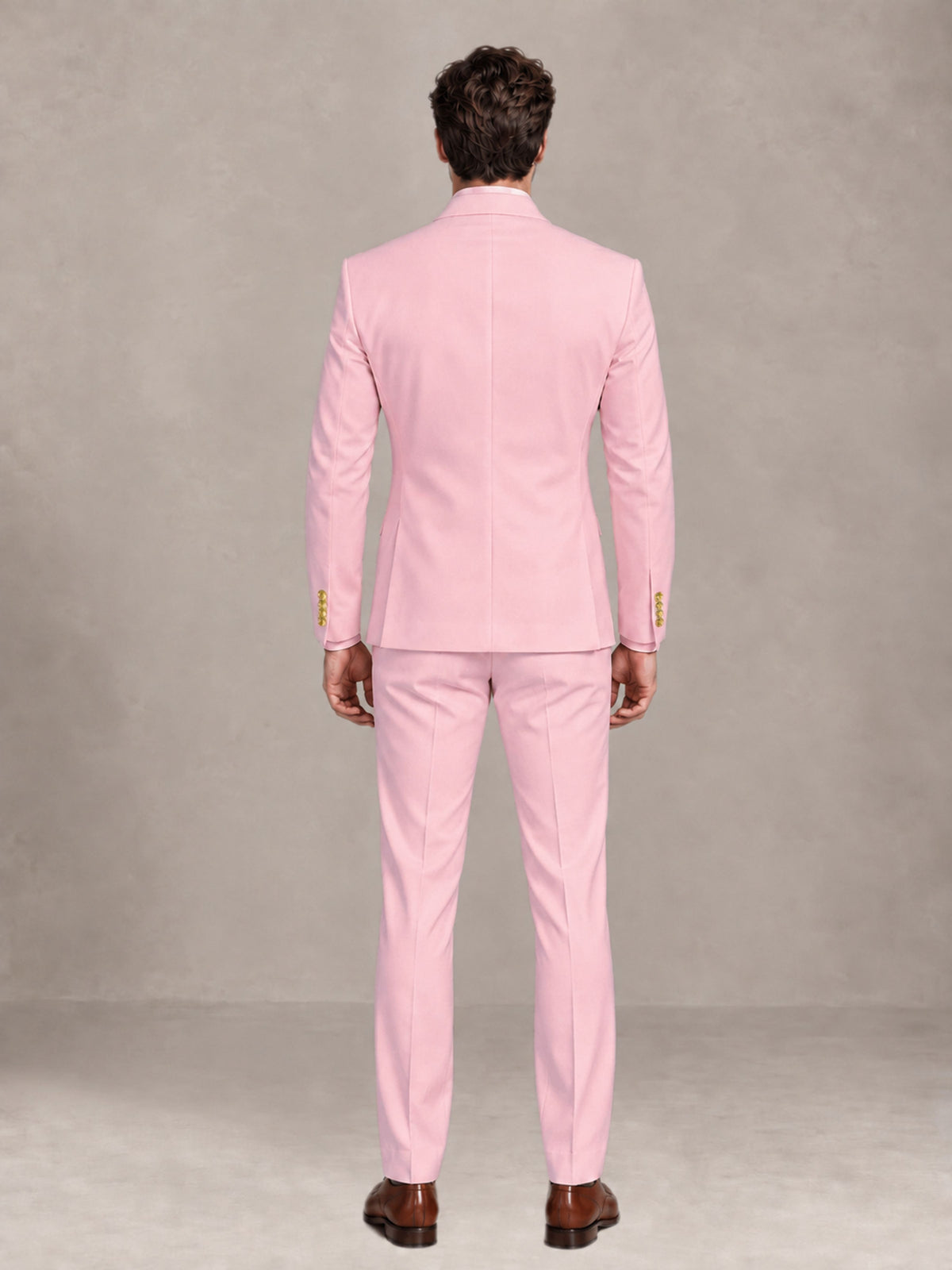 Pink 2 Pieces Modern Style Double Breasted Comfortable Fit Men Suits for Business & Office