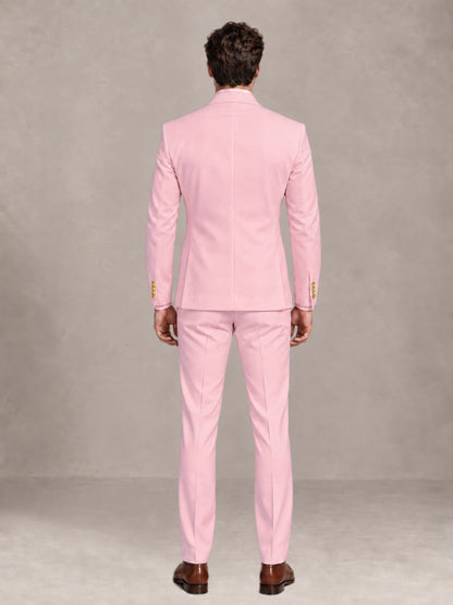Pink 2 Pieces Modern Style Double Breasted Comfortable Fit Men Suits for Business & Office