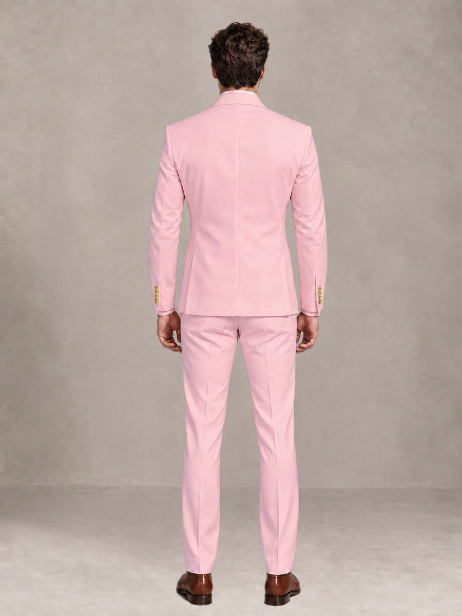 Pink 2 Pieces Modern Style Double Breasted Comfortable Fit Men Suits for Business & Office