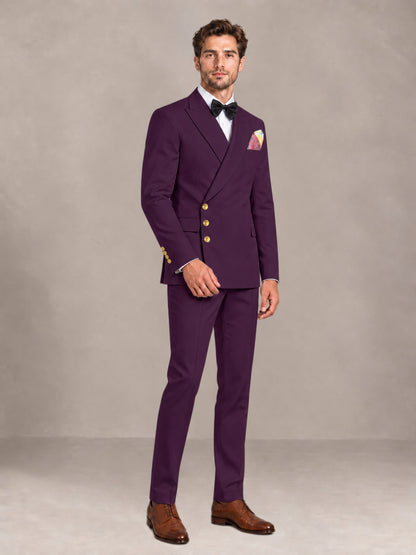 Plum 2 Pieces Modern Style Double Breasted Comfortable Fit Men Suits for Business & Office