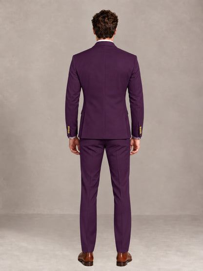 Plum 2 Pieces Modern Style Double Breasted Comfortable Fit Men Suits for Business & Office
