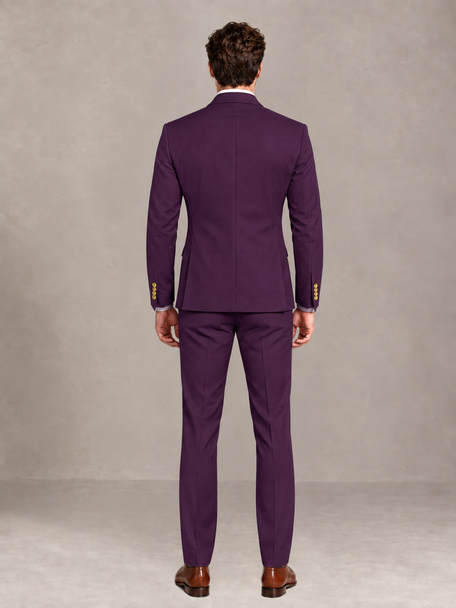 Plum 2 Pieces Modern Style Double Breasted Comfortable Fit Men Suits for Business & Office