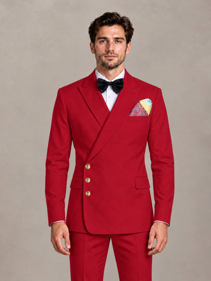 Red 2 Pieces Modern Style Double Breasted Comfortable Fit Men Suits for Business & Office