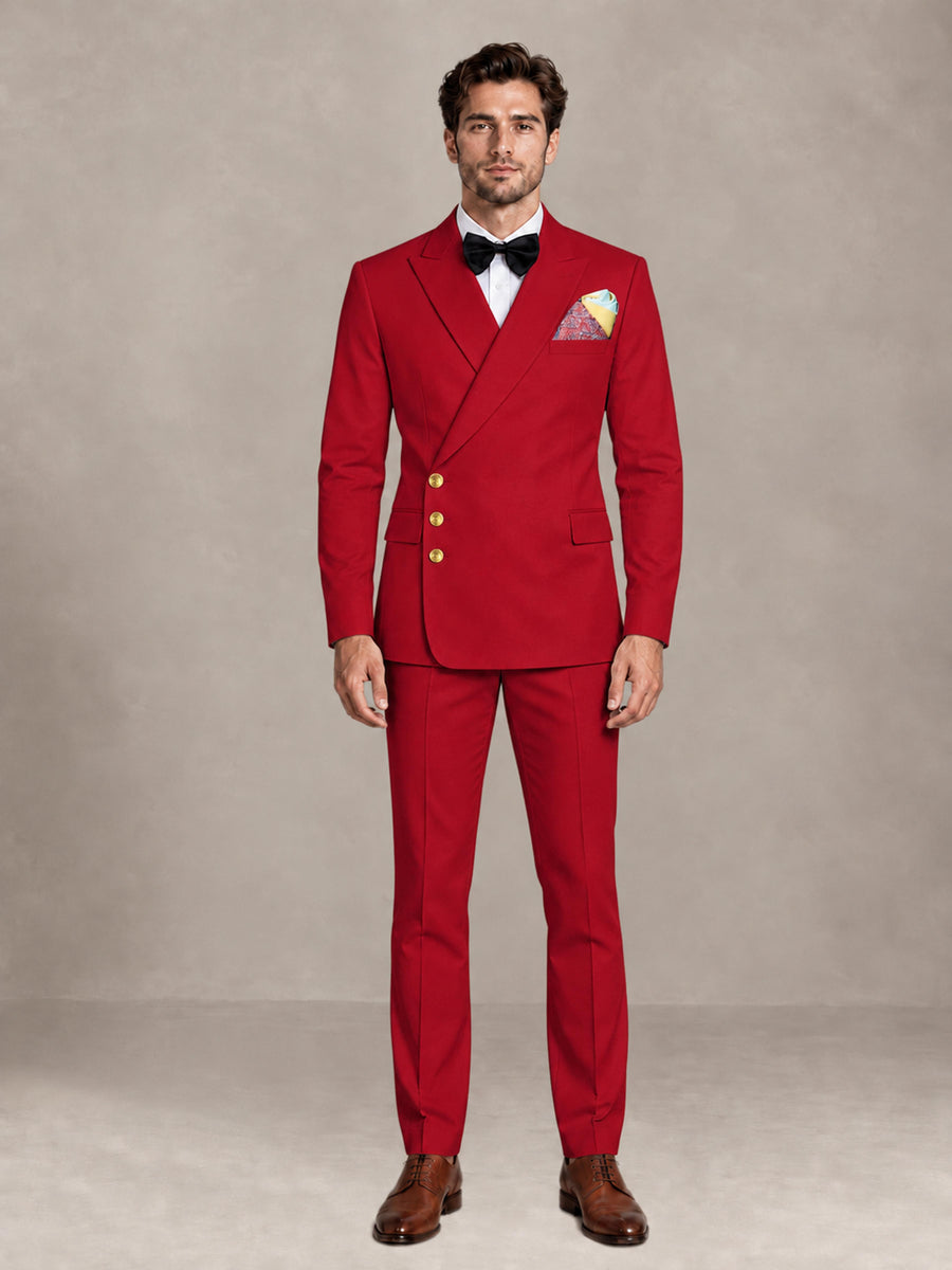 Red 2 Pieces Modern Style Double Breasted Comfortable Fit Men Suits for Business & Office