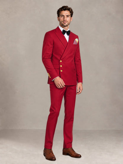 Red 2 Pieces Modern Style Double Breasted Comfortable Fit Men Suits for Business & Office