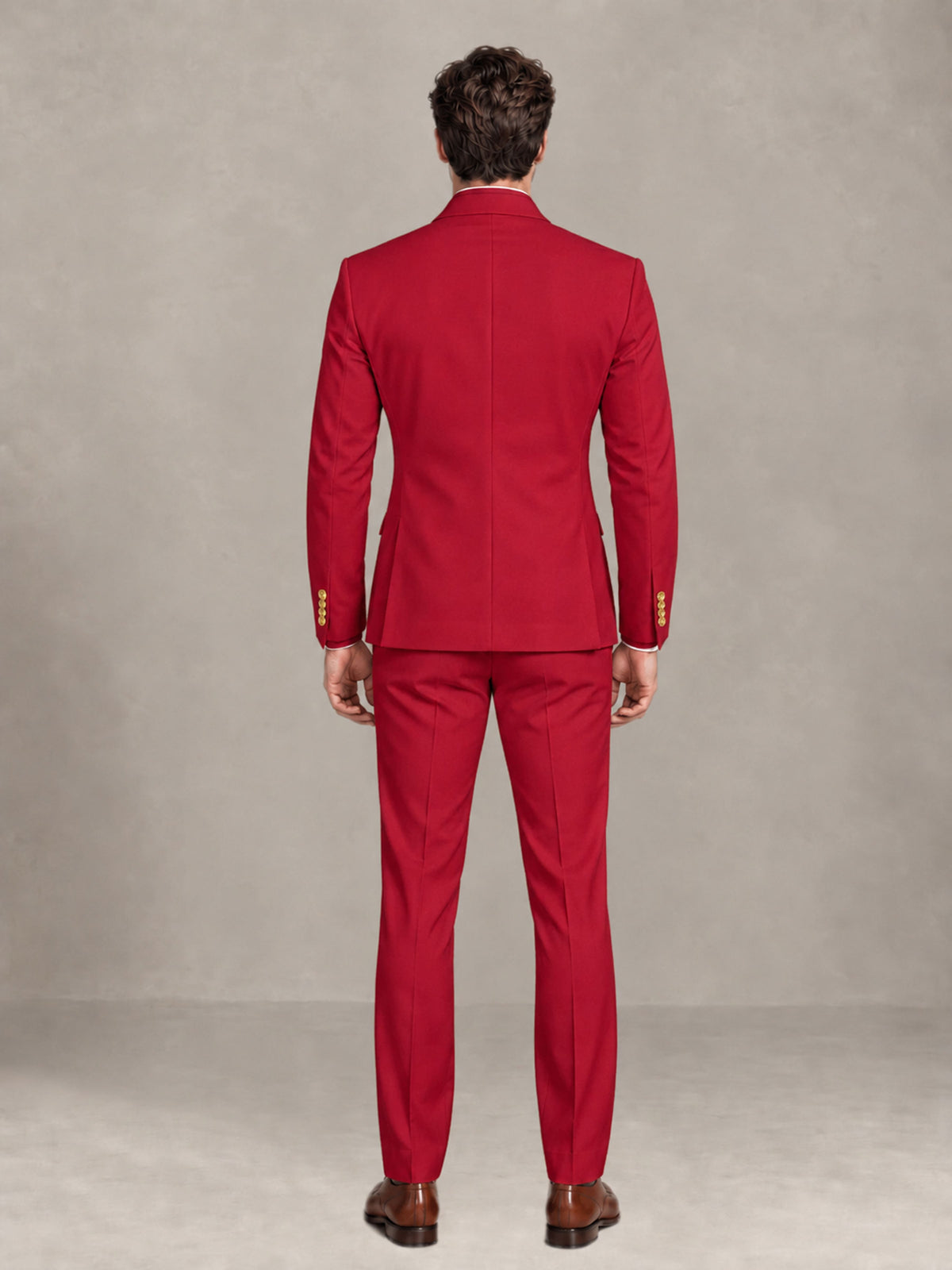 Red 2 Pieces Modern Style Double Breasted Comfortable Fit Men Suits for Business & Office