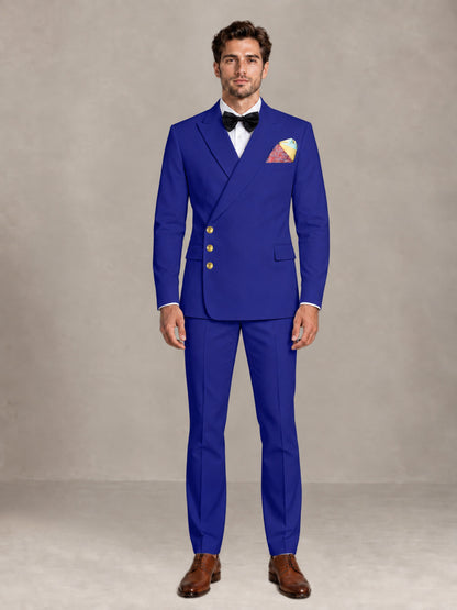 Royal Blue 2 Pieces Modern Style Double Breasted Comfortable Fit Men Suits for Business & Office