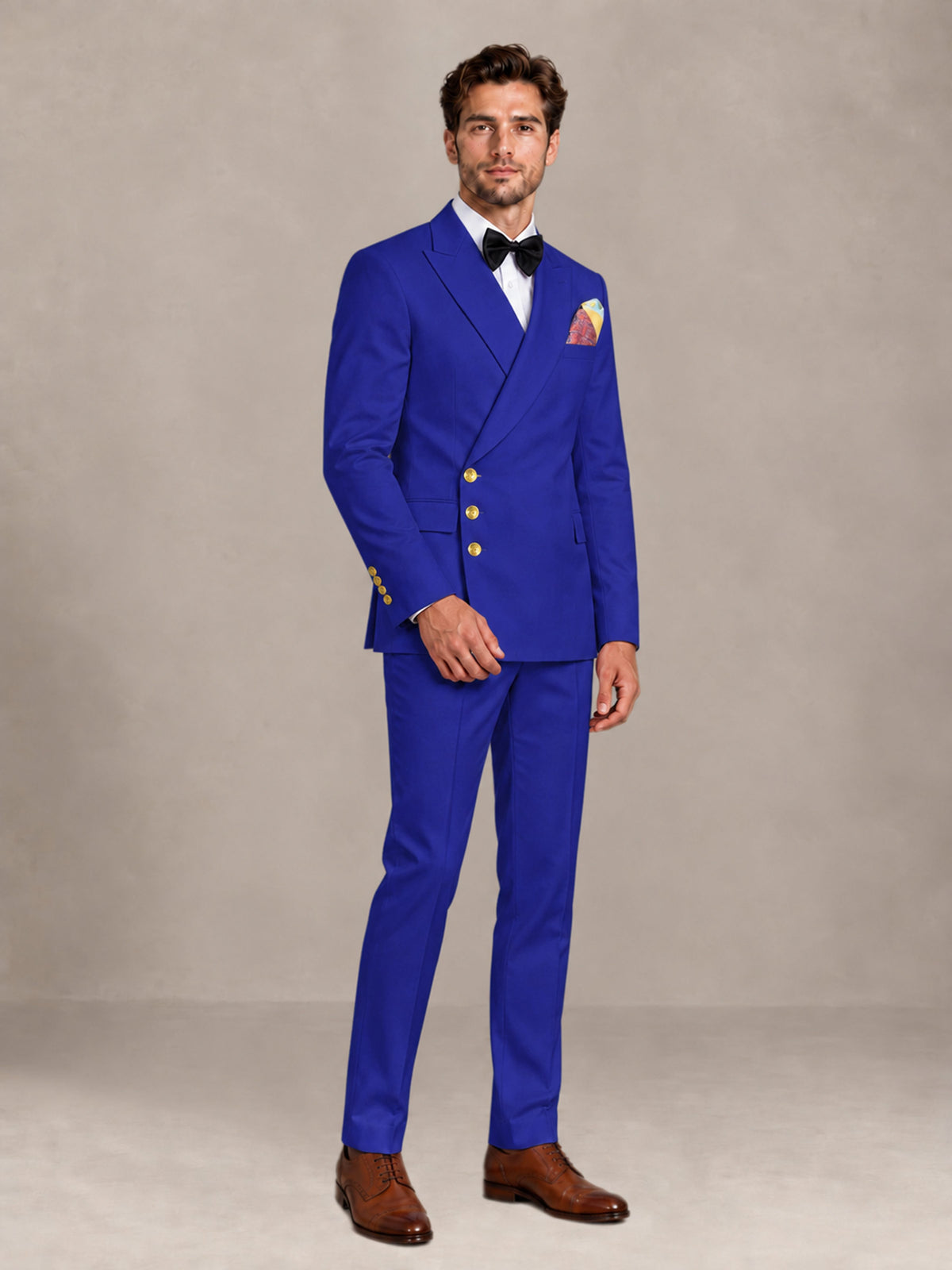 Royal Blue 2 Pieces Modern Style Double Breasted Comfortable Fit Men Suits for Business & Office