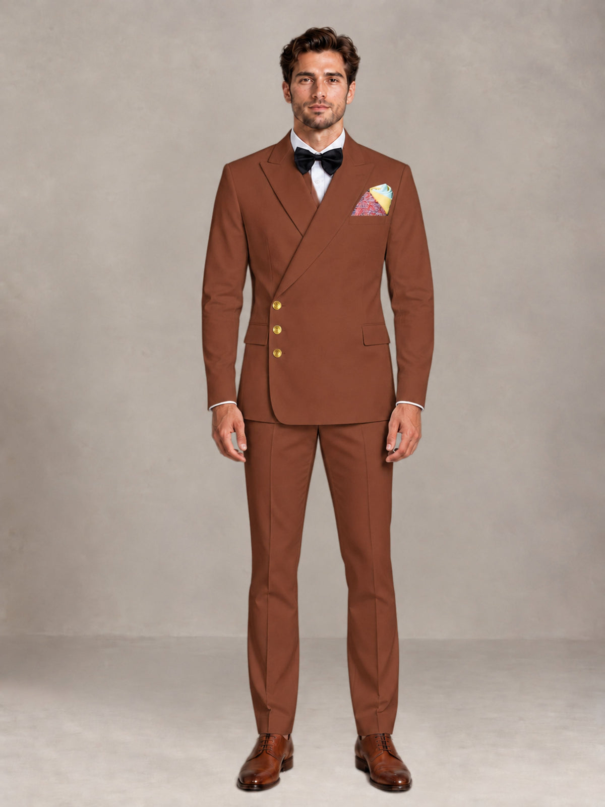 Rust 2 Pieces Modern Style Double Breasted Comfortable Fit Men Suits for Business & Office