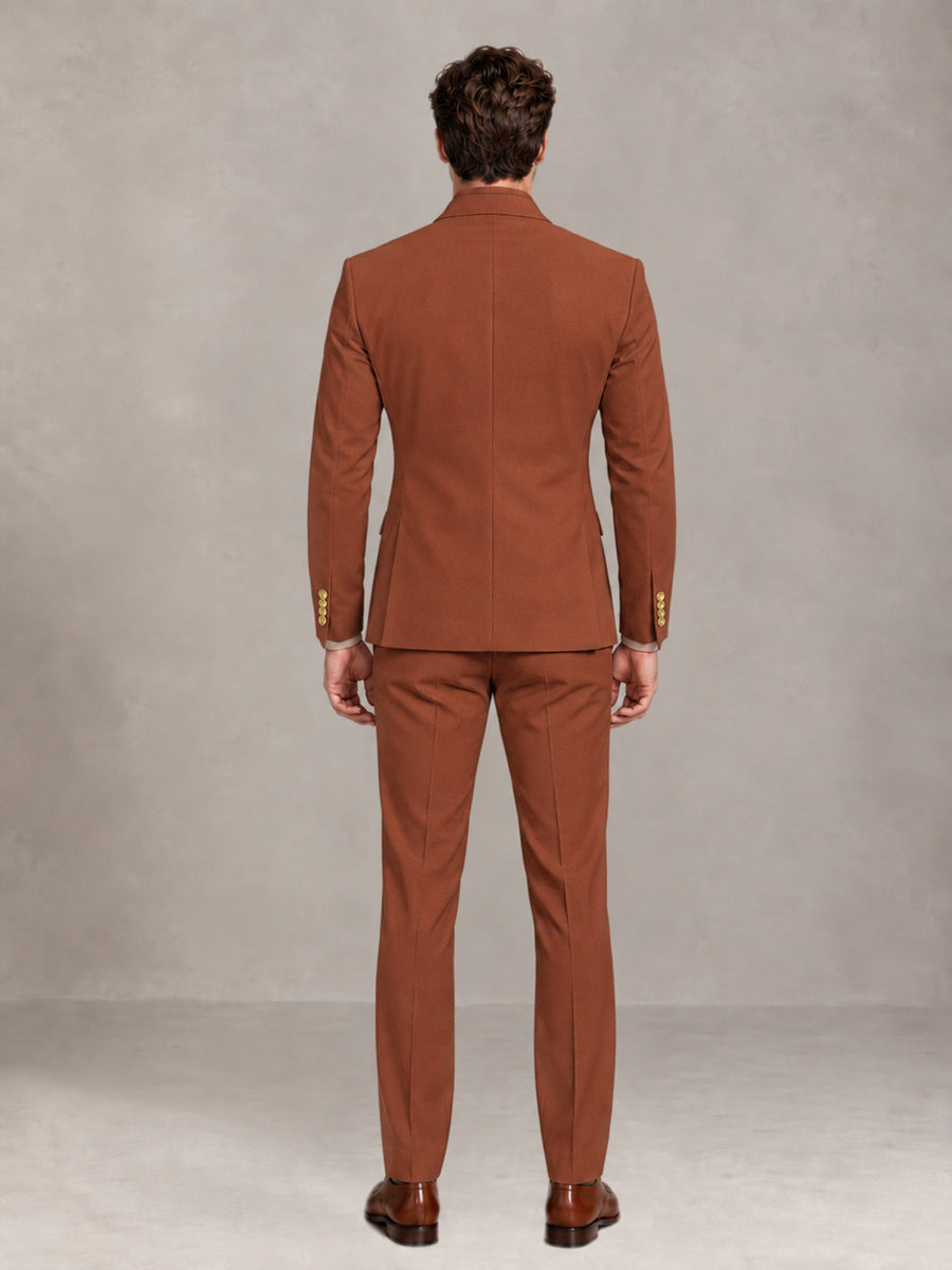 Rust 2 Pieces Modern Style Double Breasted Comfortable Fit Men Suits for Business & Office