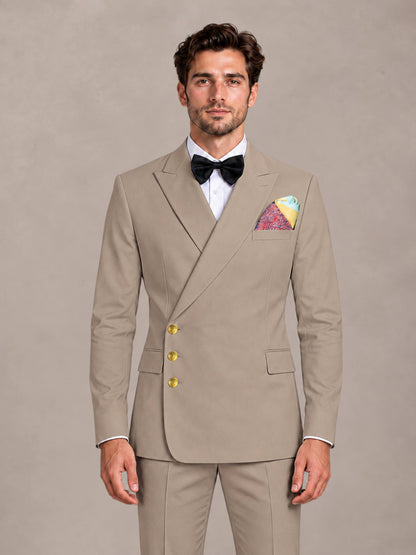 Taupe 2 Pieces Modern Style Double Breasted Comfortable Fit Men Suits for Business & Office