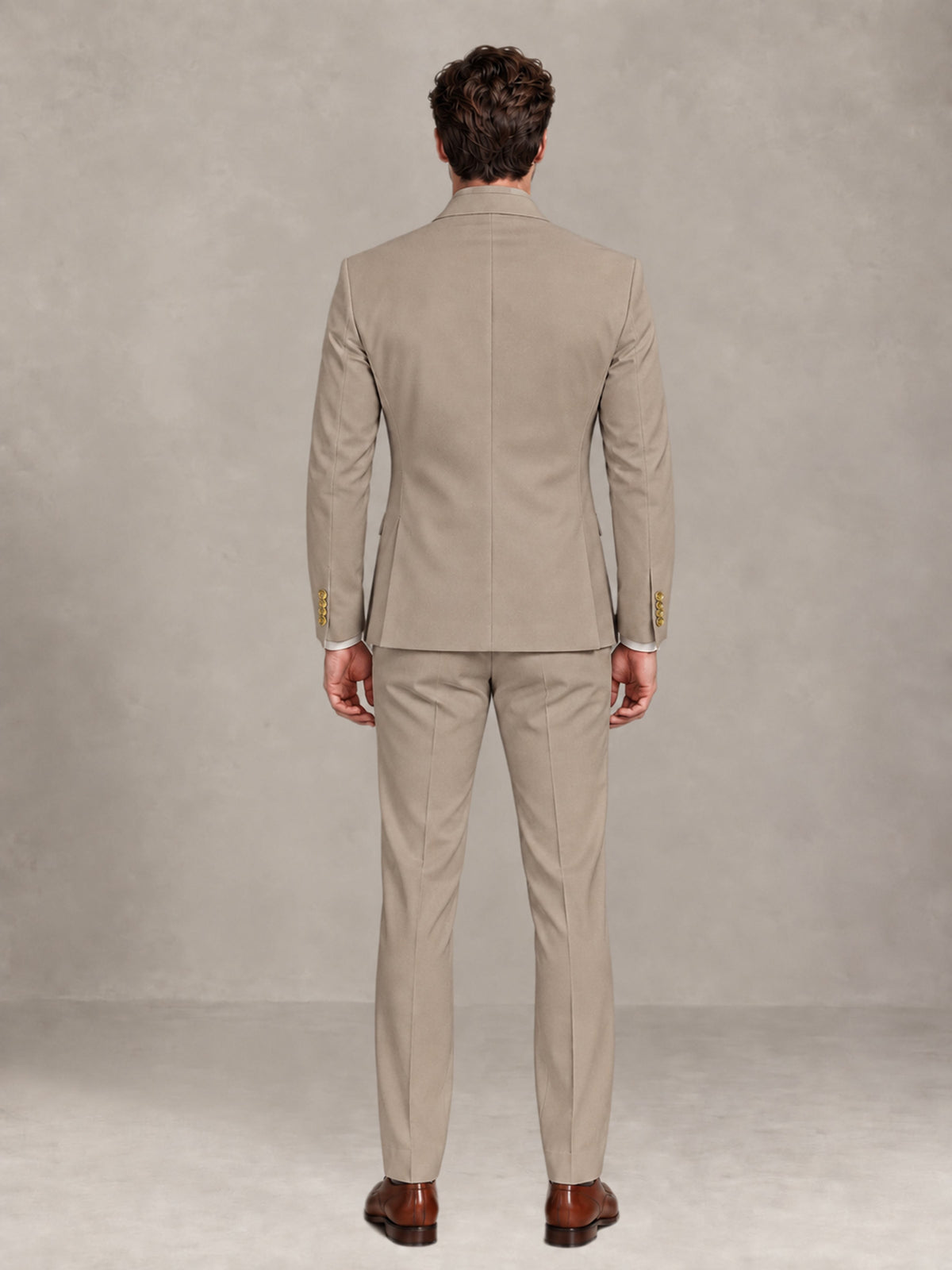 Taupe 2 Pieces Modern Style Double Breasted Comfortable Fit Men Suits for Business & Office