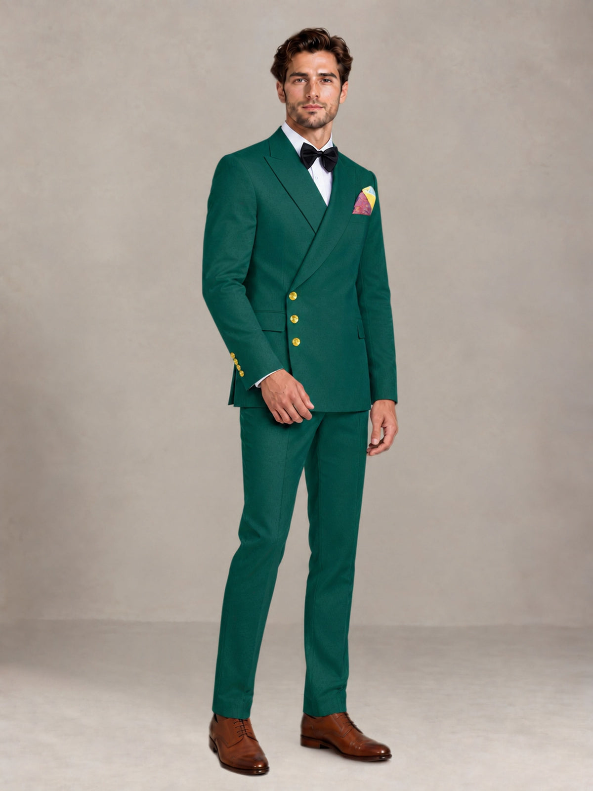 Teal 2 Pieces Modern Style Double Breasted Comfortable Fit Men Suits for Business & Office
