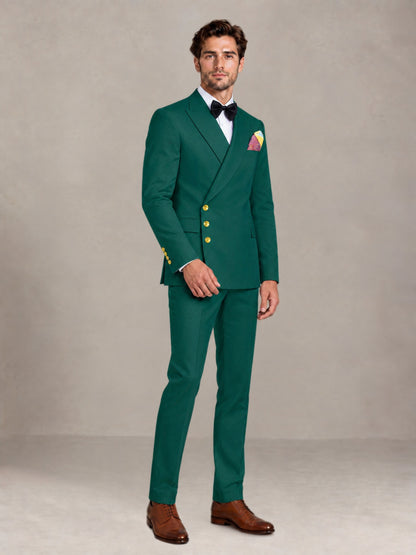 Teal 2 Pieces Modern Style Double Breasted Comfortable Fit Men Suits for Business & Office