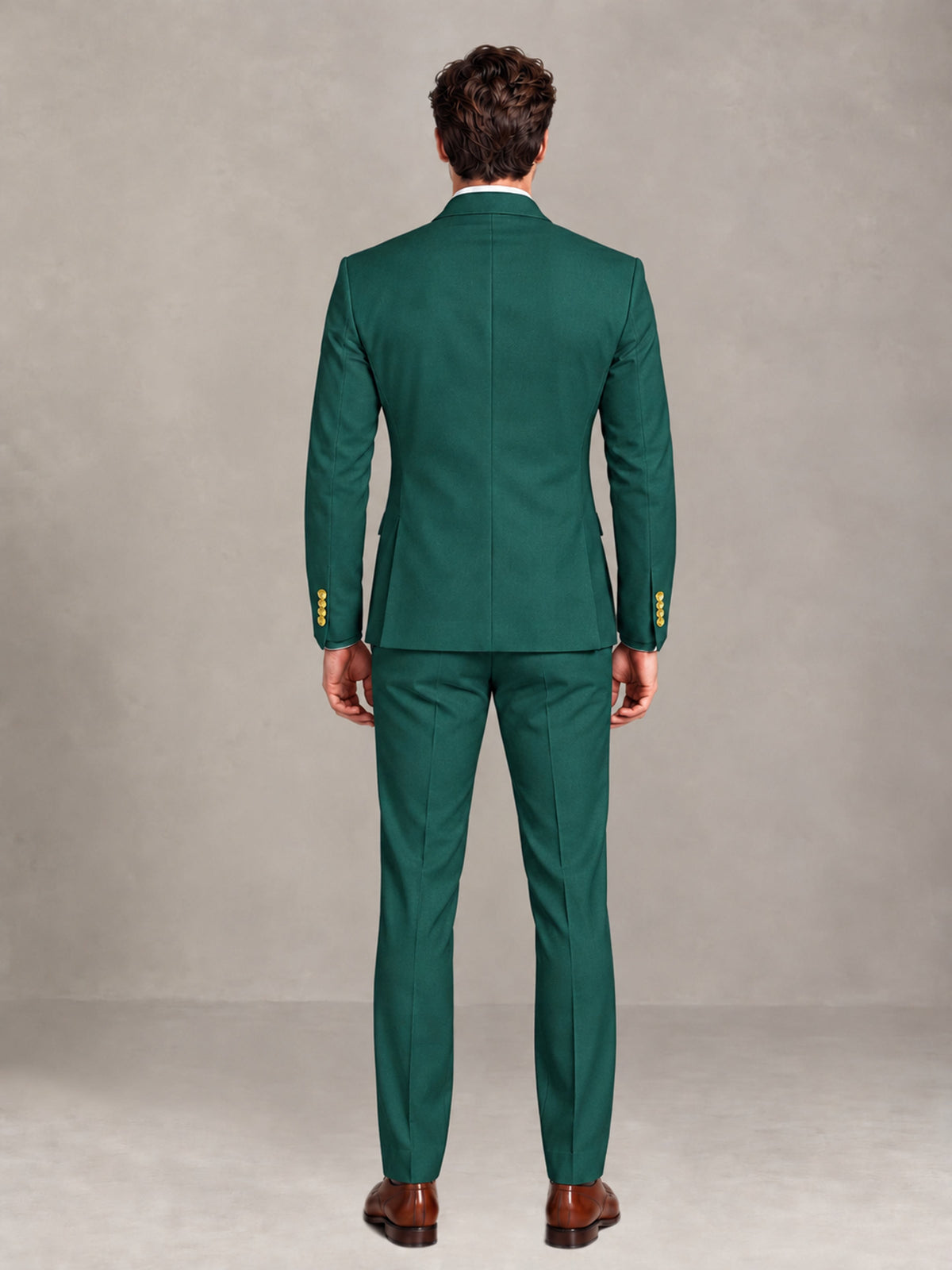 Teal 2 Pieces Modern Style Double Breasted Comfortable Fit Men Suits for Business & Office