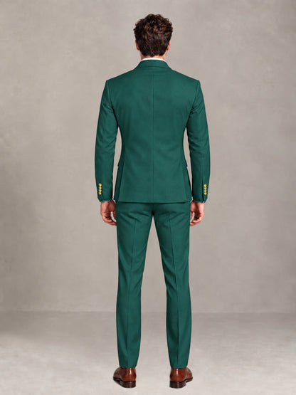 Teal 2 Pieces Modern Style Double Breasted Comfortable Fit Men Suits for Business & Office