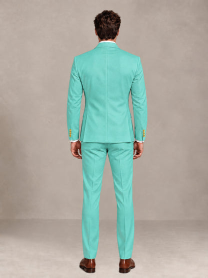 Turquoise 2 Pieces Modern Style Double Breasted Comfortable Fit Men Suits for Business & Office