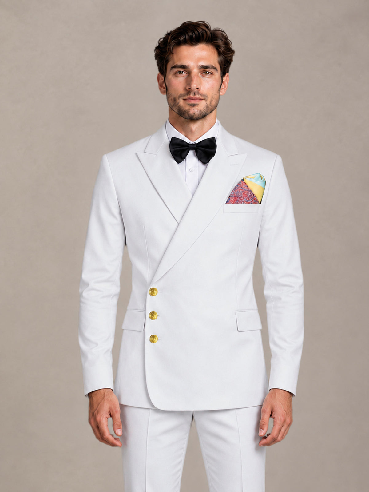 White 2 Pieces Modern Style Double Breasted Comfortable Fit Men Suits for Business & Office