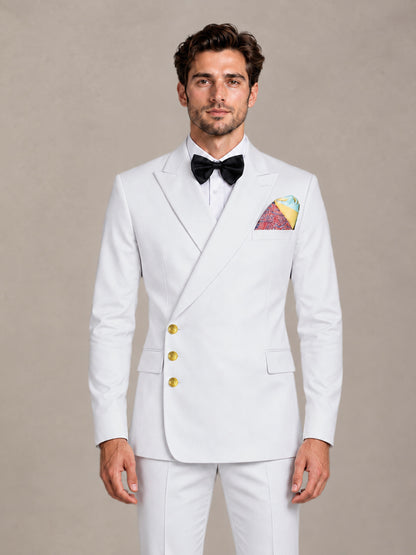 White 2 Pieces Modern Style Double Breasted Comfortable Fit Men Suits for Business & Office