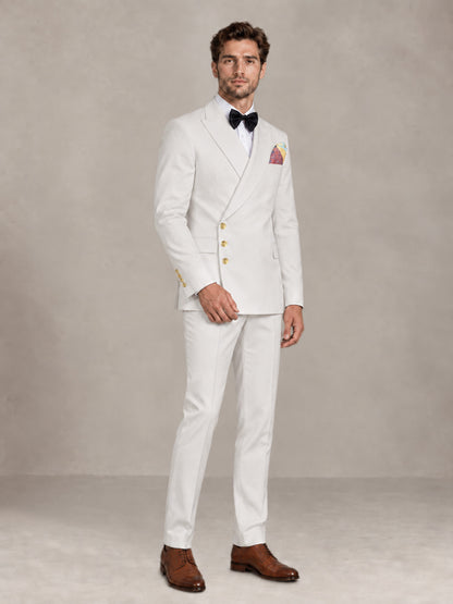 White 2 Pieces Modern Style Double Breasted Comfortable Fit Men Suits for Business & Office