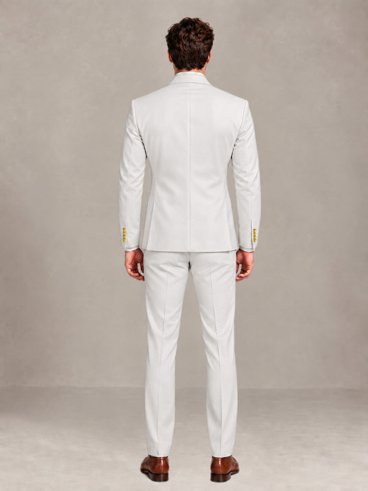 White 2 Pieces Modern Style Double Breasted Comfortable Fit Men Suits for Business & Office