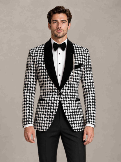 Houndstooth 2 Pieces Modern Style Houndstooth Men Suits for Wedding