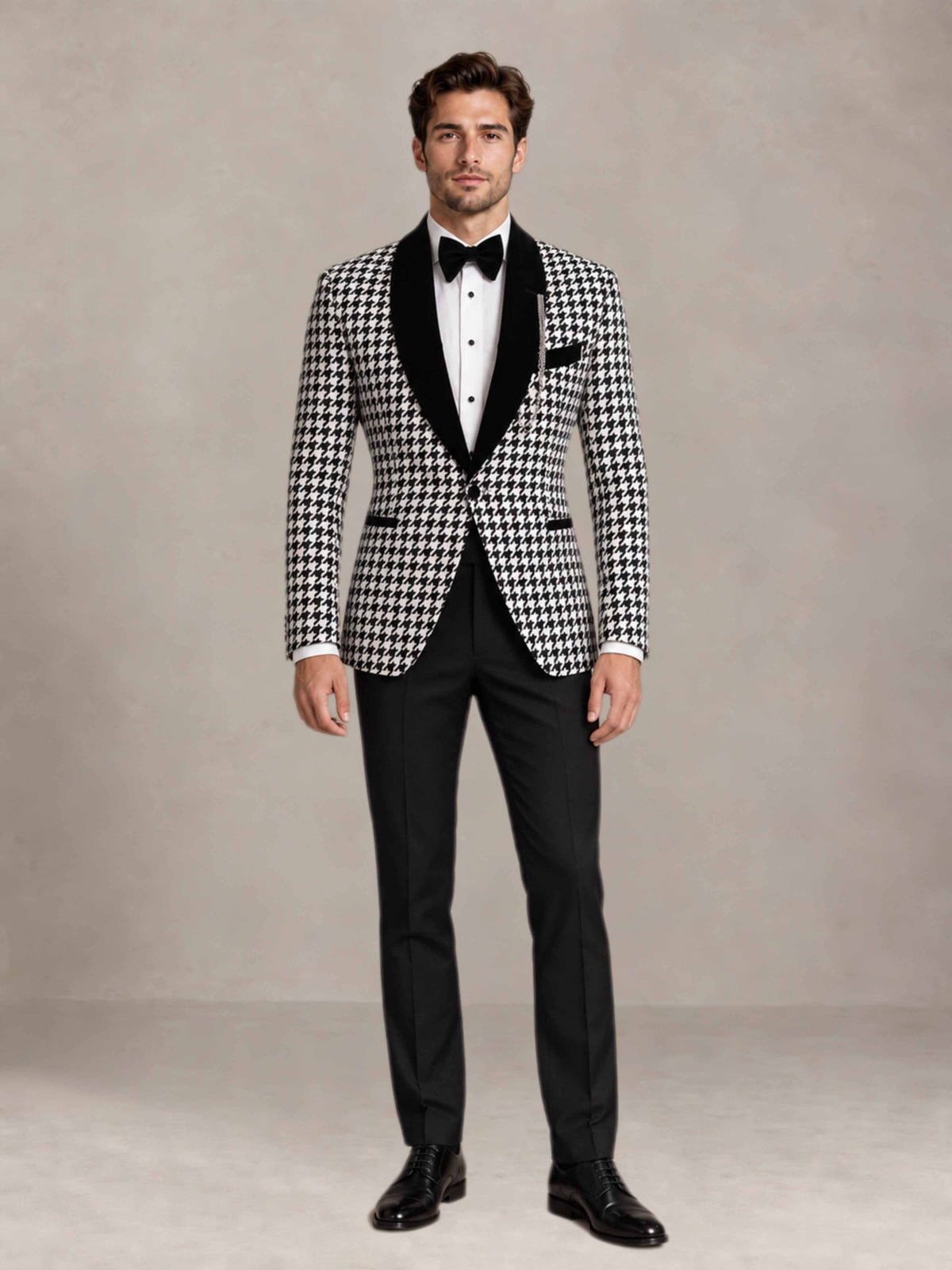 Houndstooth 2 Pieces Modern Style Houndstooth Men Suits for Wedding
