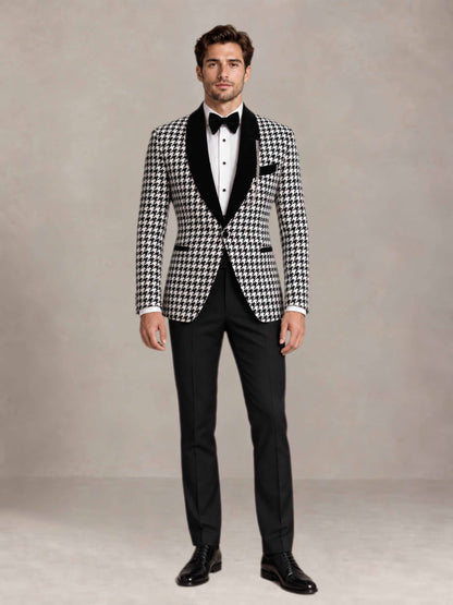 Houndstooth 2 Pieces Modern Style Houndstooth Men Suits for Wedding