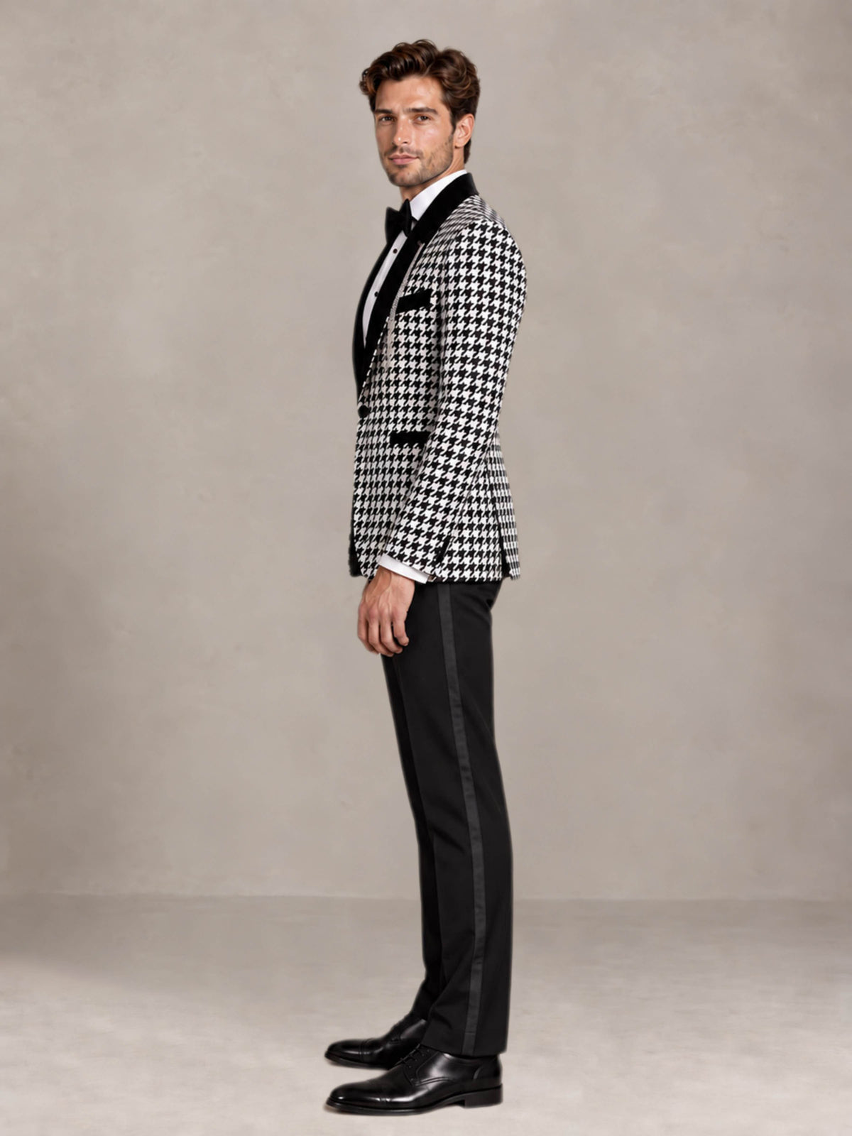 Houndstooth 2 Pieces Modern Style Houndstooth Men Suits for Wedding