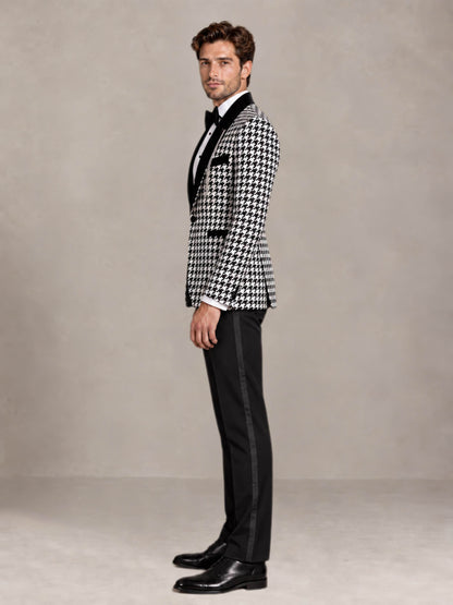 Houndstooth 2 Pieces Modern Style Houndstooth Men Suits for Wedding