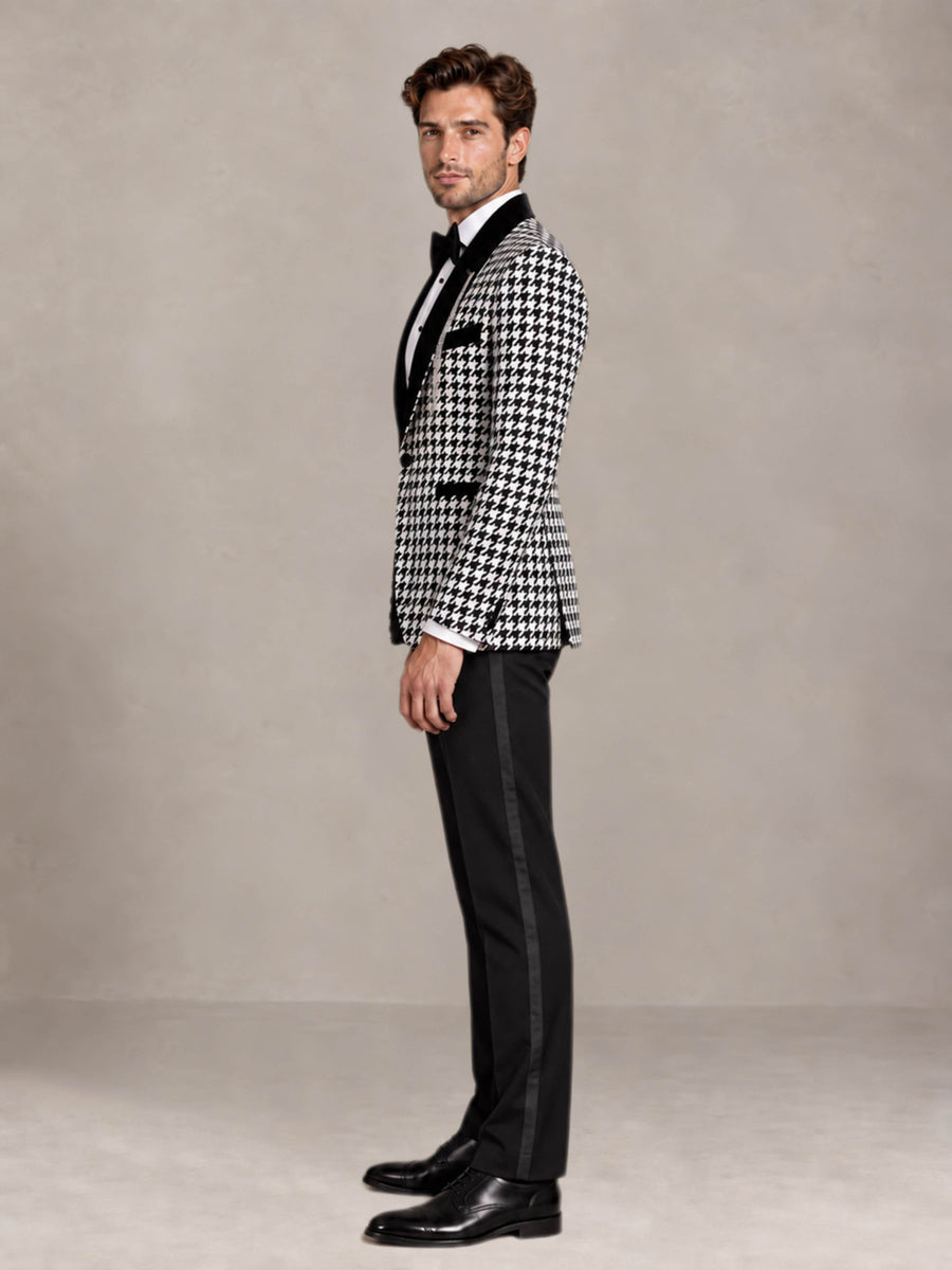 Houndstooth 2 Pieces Modern Style Houndstooth Men Suits for Wedding