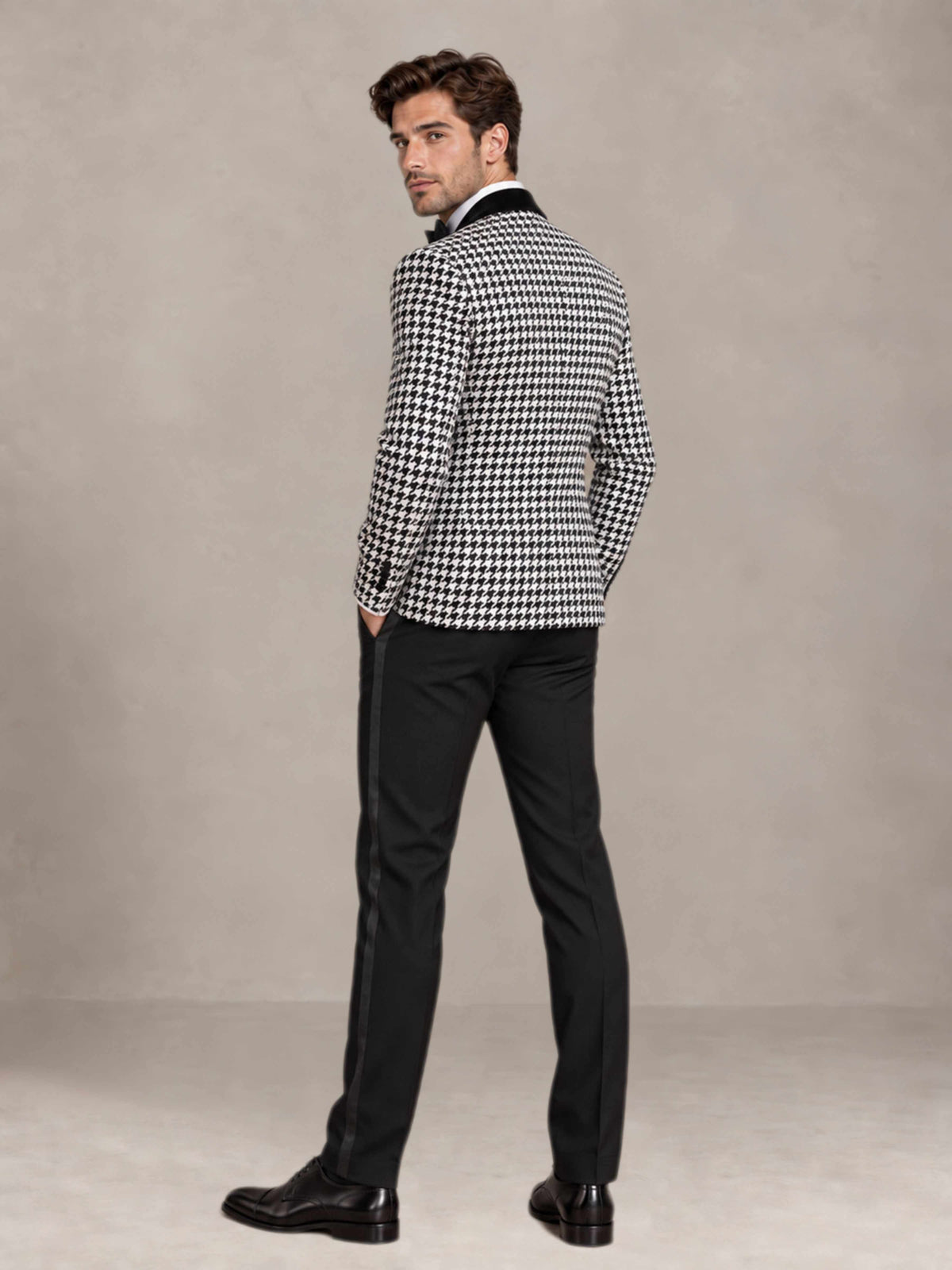 Houndstooth 2 Pieces Modern Style Houndstooth Men Suits for Wedding