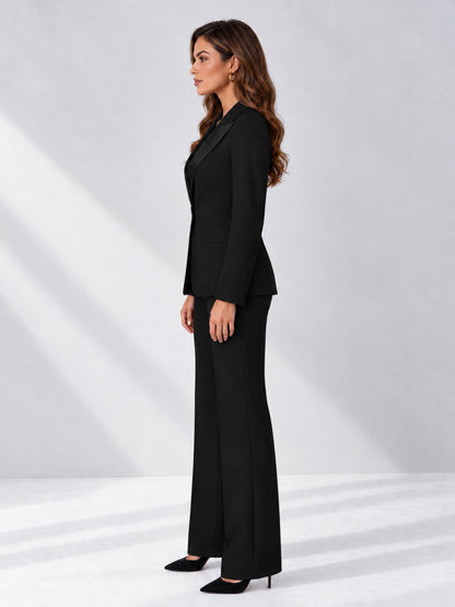 Black 2 Pieces Regular Fit Women's Suits 