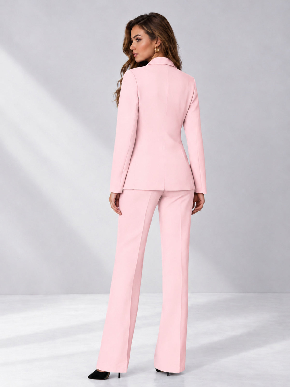Blush Pink 2 Pieces Regular Fit Women's Suits