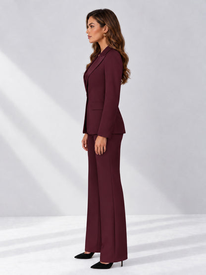 Burgundy 2 Pieces Regular Fit Women's Suits