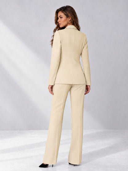 Cream 2 Pieces Regular Fit Women's Suits