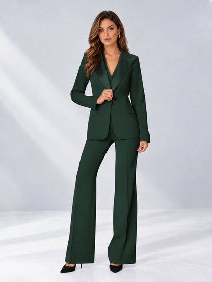 Dark Green 2 Pieces Regular Fit Women's Suits