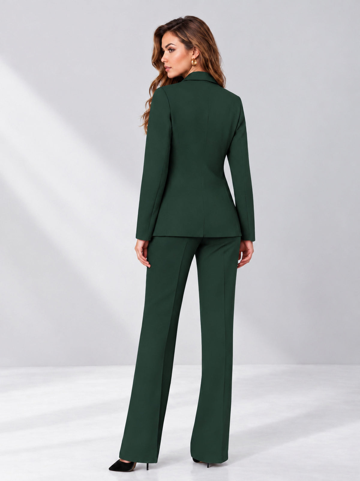 Dark Green 2 Pieces Regular Fit Women's Suits